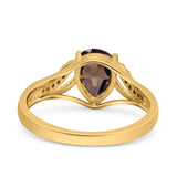 Art Deco Pear Teardrop Natural Stone Ring