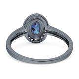 Oval Natural Stone Halo Wedding Ring