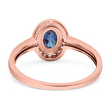 Oval Natural Stone Halo Wedding Ring