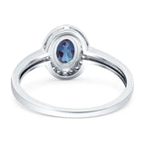 Oval Natural Stone Halo Wedding Ring