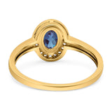 Oval Natural Stone Halo Wedding Ring