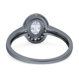 Oval Natural Stone Halo Wedding Ring
