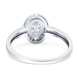 Oval Natural Stone Halo Wedding Ring