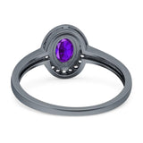 Oval Natural Stone Halo Wedding Ring