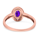 Oval Natural Stone Halo Wedding Ring