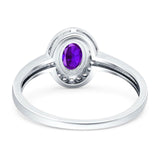 Oval Natural Stone Halo Wedding Ring