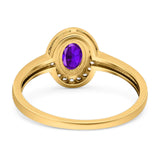 Oval Natural Stone Halo Wedding Ring