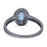 Oval Natural Stone Halo Wedding Ring