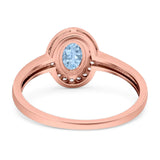 Oval Natural Stone Halo Wedding Ring