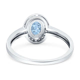 Oval Natural Stone Halo Wedding Ring
