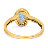Oval Natural Stone Halo Wedding Ring