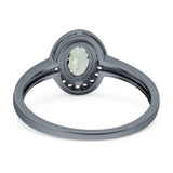 Oval Natural Stone Halo Wedding Ring