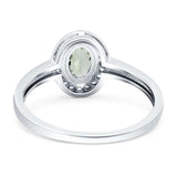 Oval Natural Stone Halo Wedding Ring