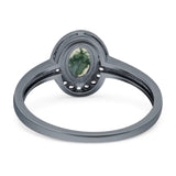 Oval Natural Stone Halo Wedding Ring