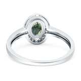 Oval Natural Stone Halo Wedding Ring