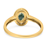 Oval Natural Stone Halo Wedding Ring