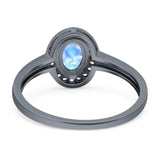 Oval Natural Stone Halo Wedding Ring
