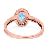 Oval Natural Stone Halo Wedding Ring