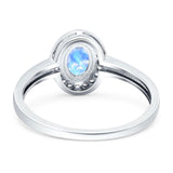 Oval Natural Stone Halo Wedding Ring