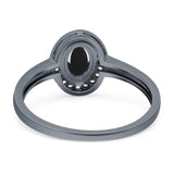 Oval Natural Stone Halo Wedding Ring