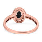 Oval Natural Stone Halo Wedding Ring