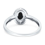 Oval Natural Stone Halo Wedding Ring