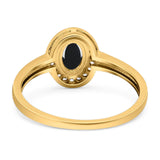 Oval Natural Stone Halo Wedding Ring