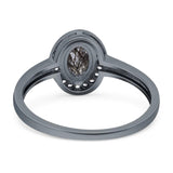 Oval Natural Stone Halo Wedding Ring