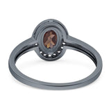 Oval Natural Stone Halo Wedding Ring