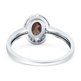 Oval Natural Stone Halo Wedding Ring