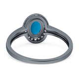 Oval Natural Stone Halo Wedding Ring