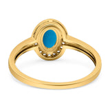 Oval Natural Stone Halo Wedding Ring