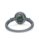 Vintage Style Oval Natural Stone Art Deco Ring