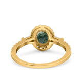 Vintage Style Oval Natural Stone Art Deco Ring