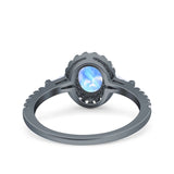 Vintage Style Oval Natural Stone Art Deco Ring