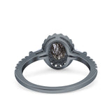 Vintage Style Oval Natural Stone Art Deco Ring