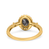 Vintage Style Oval Natural Stone Art Deco Ring