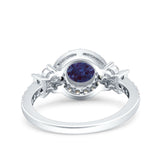 Vintage Style Round Natural Stone Floral Ring