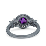 Vintage Style Round Natural Stone Floral Ring