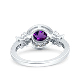 Vintage Style Round Natural Stone Floral Ring