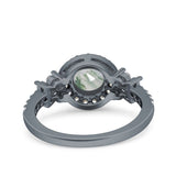 Vintage Style Round Natural Stone Floral Ring