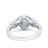 Vintage Style Round Natural Stone Floral Ring