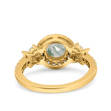Vintage Style Round Natural Stone Floral Ring