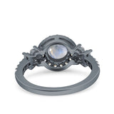 Vintage Style Round Natural Stone Floral Ring