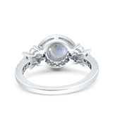 Vintage Style Round Natural Stone Floral Ring