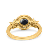 Vintage Style Round Natural Stone Floral Ring