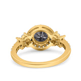 Vintage Style Round Natural Stone Floral Ring