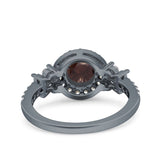 Vintage Style Round Natural Stone Floral Ring