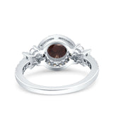 Vintage Style Round Natural Stone Floral Ring