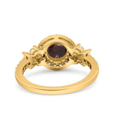 Vintage Style Round Natural Stone Floral Ring